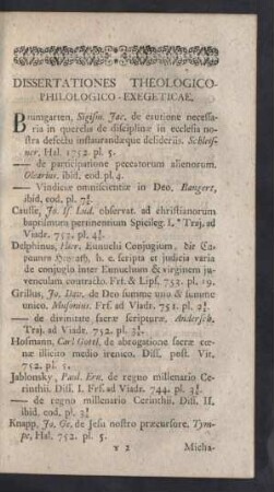 Dissertationes Theologico-Philologico-Exegeticae