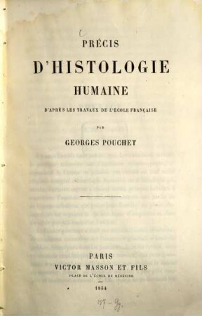 Précis d'histologie humaine d'après les travaux de l'école française