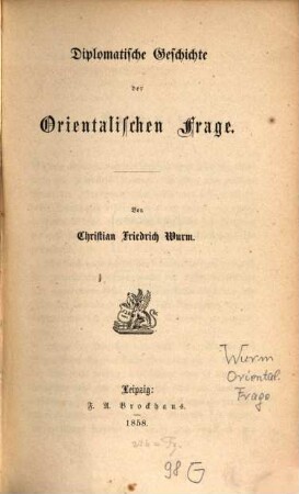 Diplomatische Geschichte der orientalischen Frage