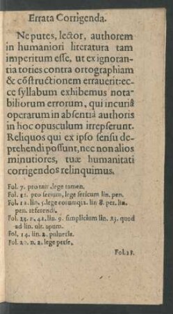 Errata Corrigenda.