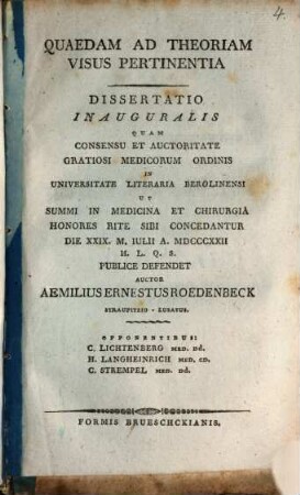 Quaedam ad theoriam visus pertinentia : diss. inaug.