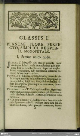 Classis I. Plantae Flore Perfecto, Simplici, Regulari, Monopetalo
