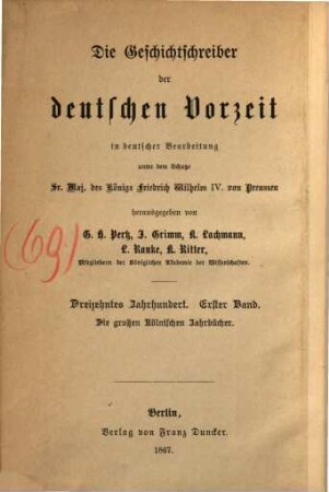 Die großen Kölnischen Jahrbücher : nach der Ausgabe der Monumenta Germaniae