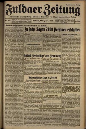 Erste Ausgabe vom Mittwoch, den 23. Dezember 1936.