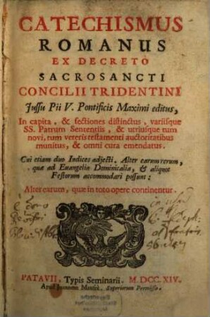 Catechismus Romanus ex Decreto Concilii Tridentini