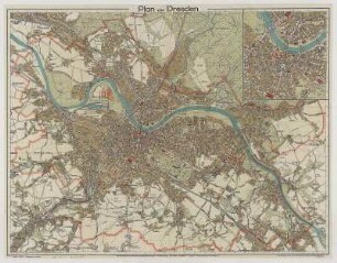 Stadtplan von Dresden, 1:20 000, Lithographie, 1926