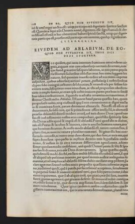 Eiusdem Ad Ablabium, De Eo, Quod Non Putandum Sit ...