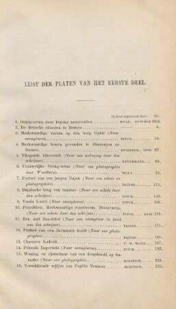 Lijst der platen van het eerste deel