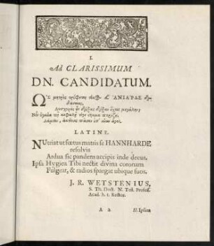 A2r-B4v, I. Ad Clarissimum D. Candidatum. - Finis.