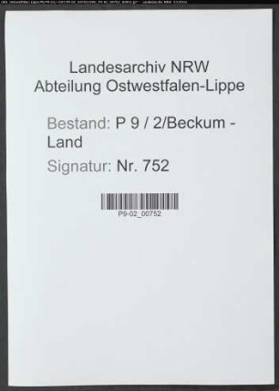 Sterberegister Standesamt Beckum-Land