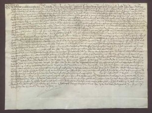 Ulrich Fregel, Schultheiß, und genannte Mitglieder des Gerichts zu Knaudenheim beurkunden eine Gültverschreibung der Katharina, Witwe des Marzel Groß, über 30 Gulden gegenüber Wilhelm Rehm, speyerischem Generalkollektor.