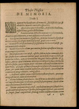 Theses Physicae De Memoria.