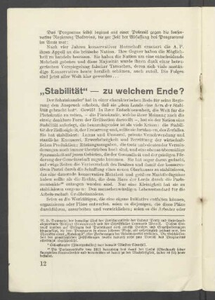 "Stabilität" - zu welchem Ende?