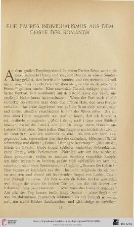 Elie Faures Individualismus aus dem Geiste der Romantik