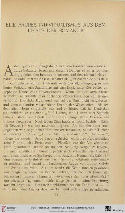 Elie Faures Individualismus aus dem Geiste der Romantik
