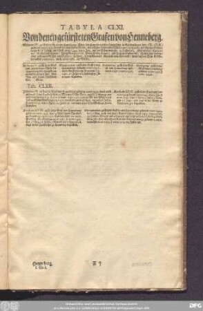 Tabula CLXI. Von denen gefürsteten Grafen von Henneberg.