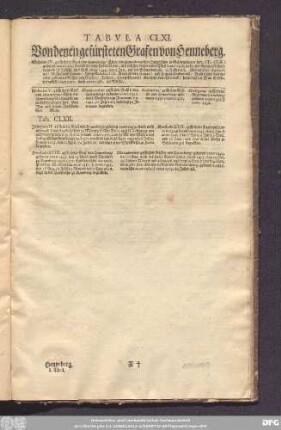 Tabula CLXI. Von denen gefürsteten Grafen von Henneberg.