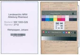 Entnazifizierung Johann Kleinpoppen , geb. 19.07.1891 (Bahnsekretaer)