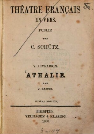 Athalie : Par J. Racine