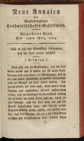 Dreyzehntes Stück. Den 29sten März 1814.