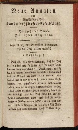 Dreyzehntes Stück. Den 29sten März 1814.