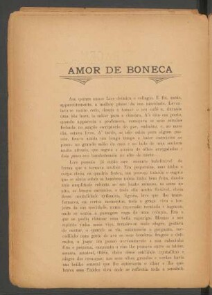 Amor de boneca : (Capítulo VIII do "Amor de boneca", romance psicológico de uma rapariga, a ser publicado brevemente.)