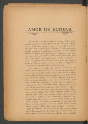 Amor de boneca : (Capítulo VIII do "Amor de boneca", romance psicológico de uma rapariga, a ser publicado brevemente.)