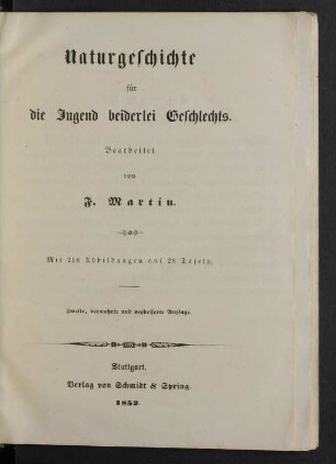 Naturgeschichte für die Jugend beiderlei Geschlechts