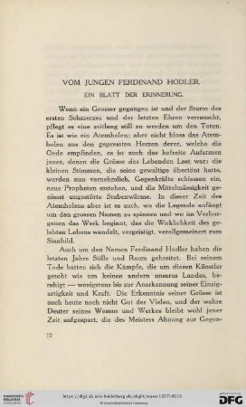 Vom jungen Ferdinand Hodler