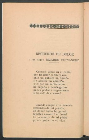 Recuerdo de dolor : Á mi amigo Ricardo Fernandez