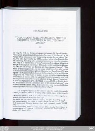 Mim Kemâl Öke Young Turks, Freemasons, Jews And The Question Of Zionism In The Ottoman Empire