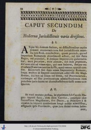 Caput II. De Hodierna Jurisdictionis varia divisione.
