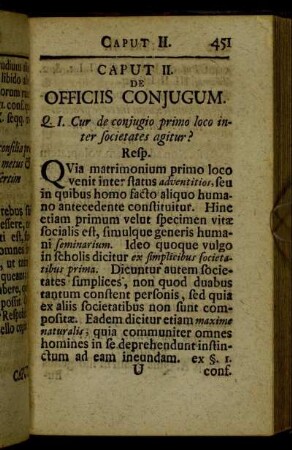 Caput II. De officiis conjugum.