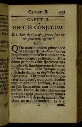 Caput II. De officiis conjugum.