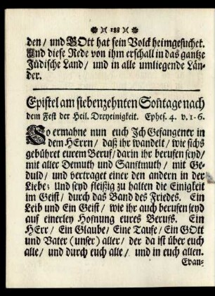Epistel am siebenzehnten Sonntage nach dem Fest der Heil. Dreyeinigkeit.