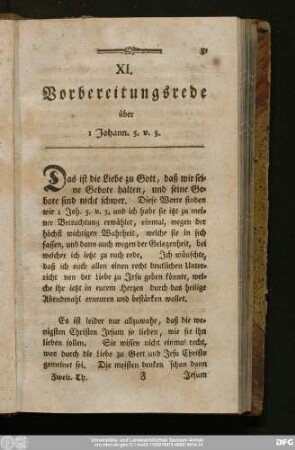 XI. Vorbereitungsrede über 1 Johann. 5. v. 3.
