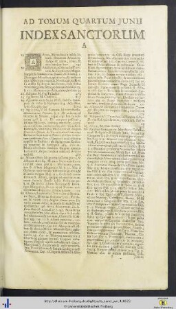 Index Sanctorum.