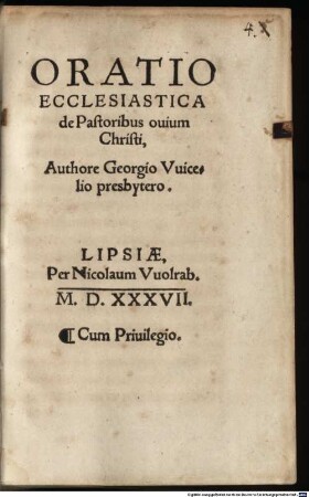 Oratio Ecclesiastica de Pastoribus ouium Christi