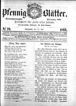 No. 29, Sonnabend, den 14. Juli