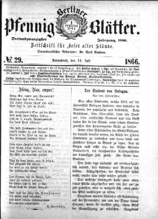 No. 29, Sonnabend, den 14. Juli