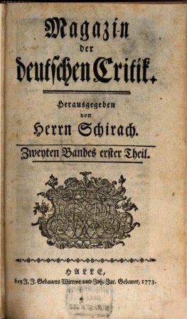 Magazin der deutschen Critik. 2. 1773