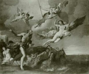 Coronis, von Neptun verfolgt, wird in eine Krähe verwandelt