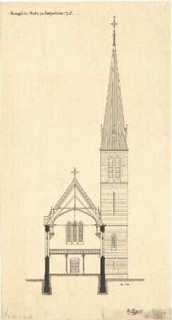 Schmidt, Heinrich von; Bretzenheim / Nahe; Ev. Kirche - Querschnitt