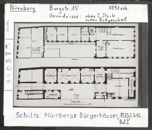 Nürnberg: Burgstr. 15, Grundrisse 2. Stock u. Erdgeschoss