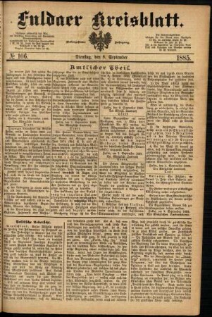 Ausgabe vom Dienstag, den 08. September 1885.