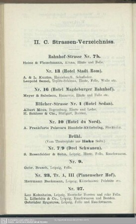 II. C. Strassen-Verzeichniss