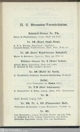 II. C. Strassen-Verzeichniss