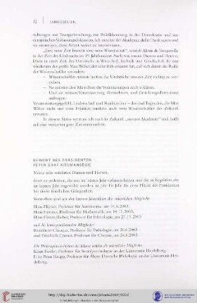 Bericht des Präsidenten Peter Graf Kielmansegg