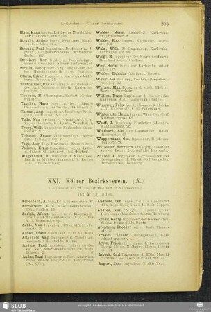 XXI. Kölner Bezirksverein.