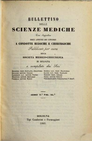 Bullettino delle scienze mediche. 15. 1861